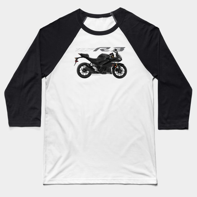 Yamaha R3 19 black, sl Baseball T-Shirt by MessyHighway